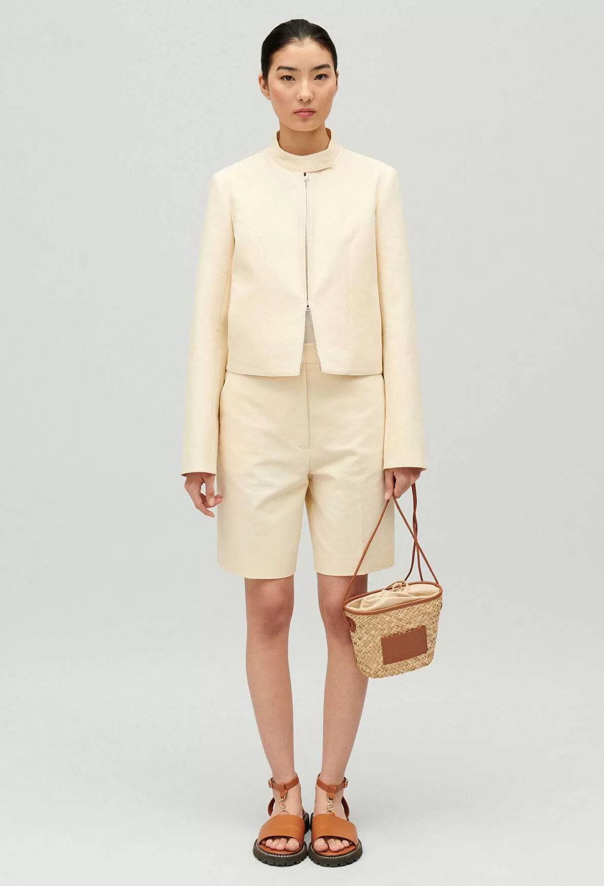 Claudie Pierlot Bermuda Coton Beige Clair Sale