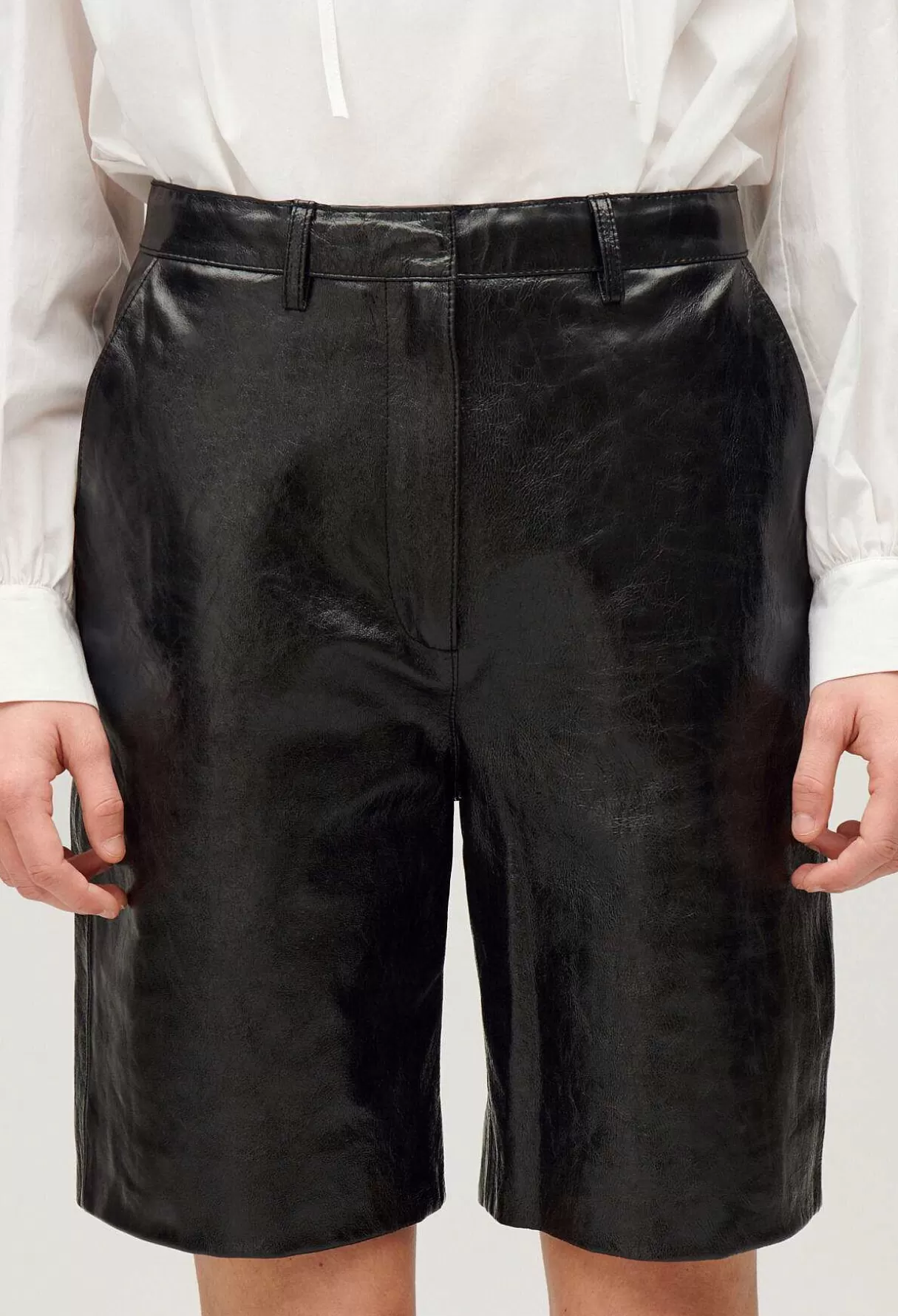 Claudie Pierlot Bermuda Cuir Noir Best Sale