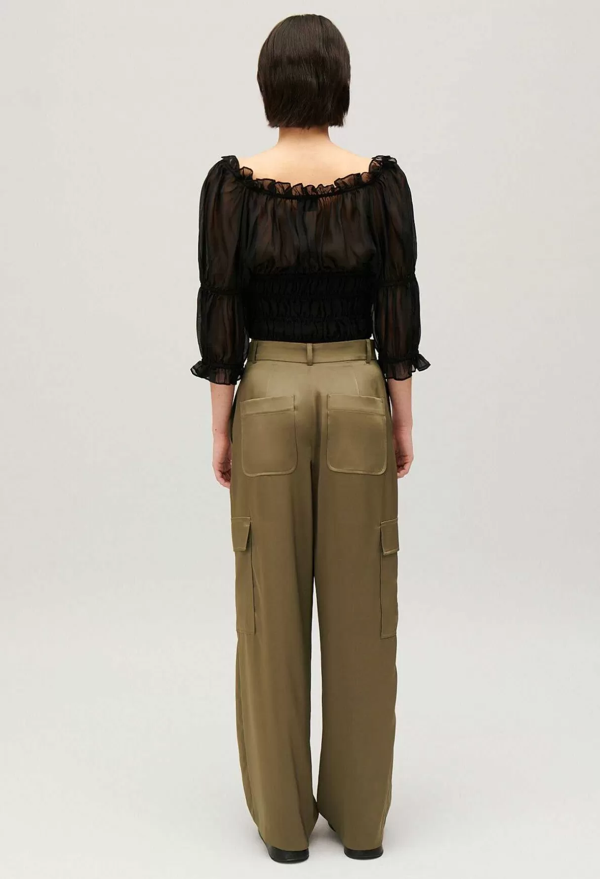 Claudie Pierlot Blouse Courte Volants Noire Hot