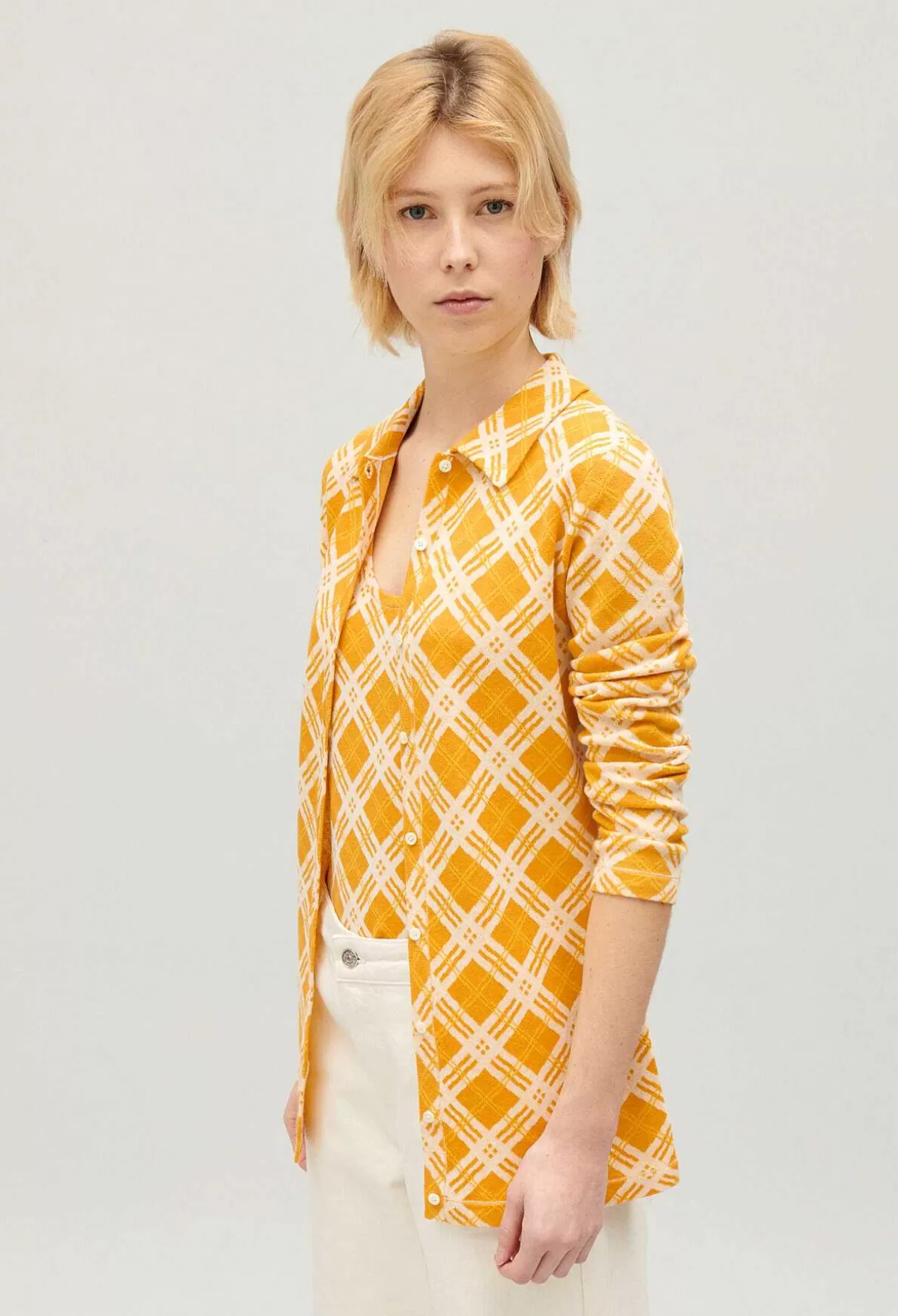 Claudie Pierlot Cardigan Carreaux Jaune Store