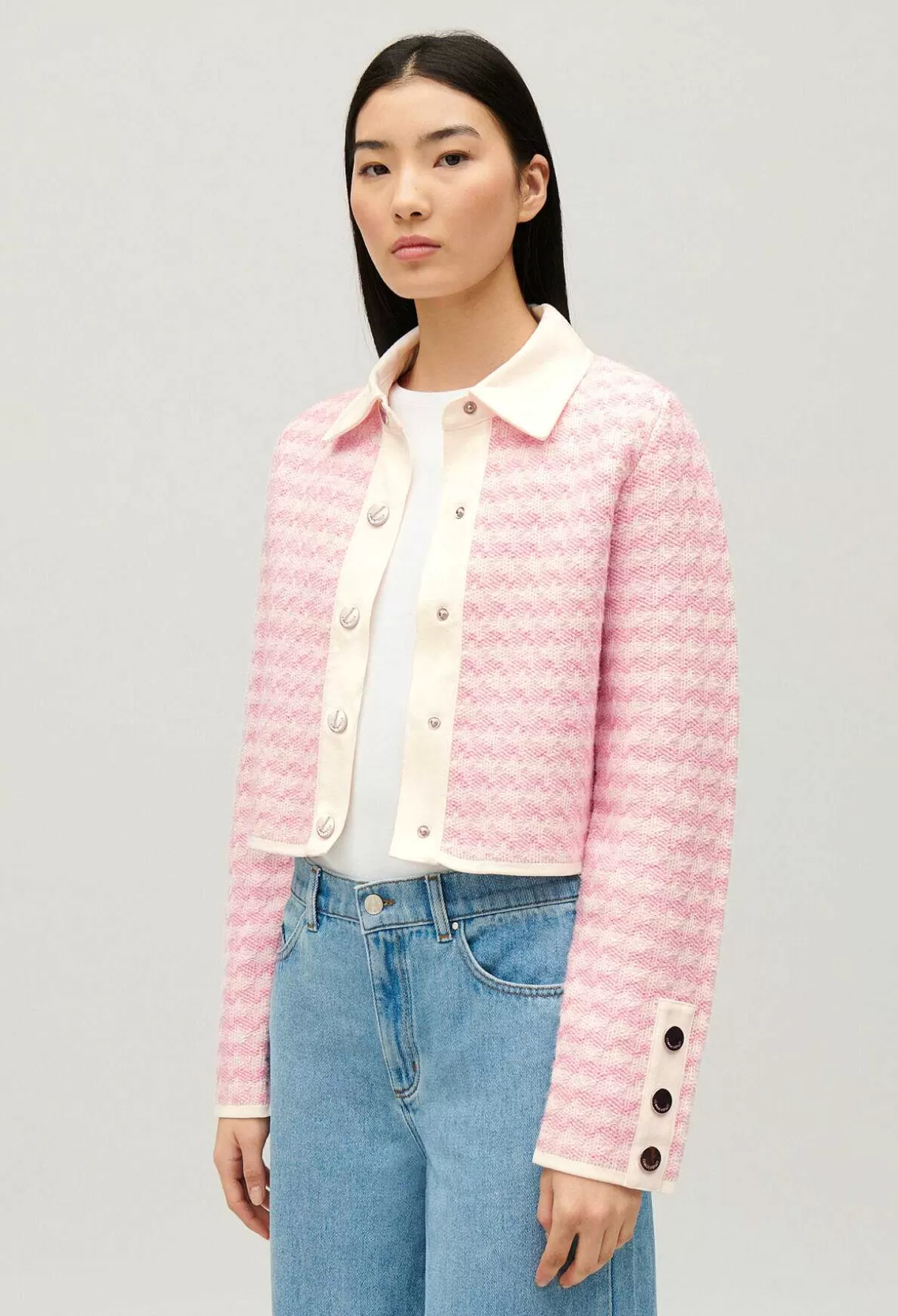 Claudie Pierlot Cardigan En Maille Bicolore Clearance