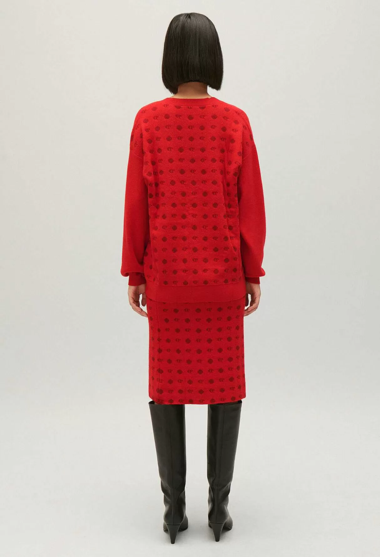 Claudie Pierlot Cardigan Jacquard Rouge Clearance