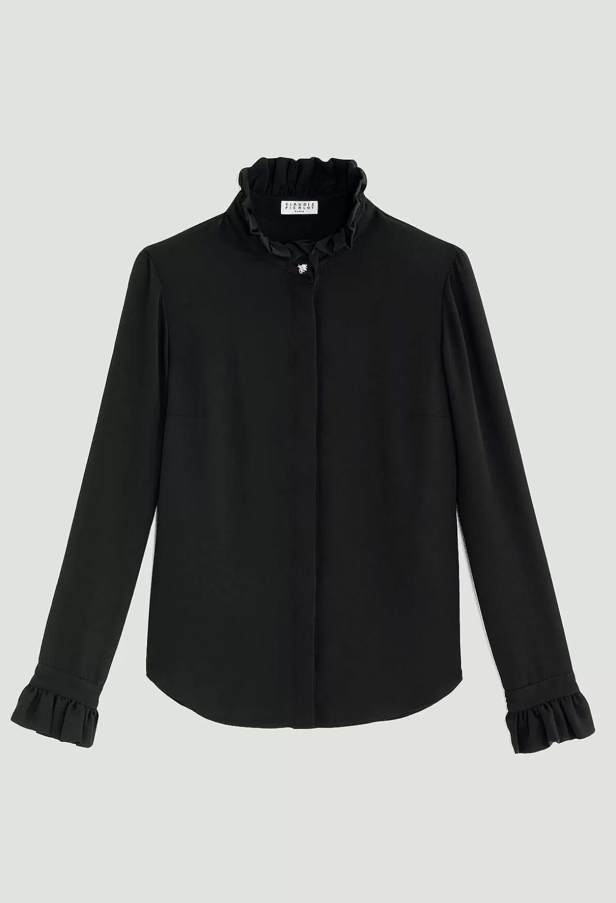 Claudie Pierlot Chemise Col Victorien Noire Discount
