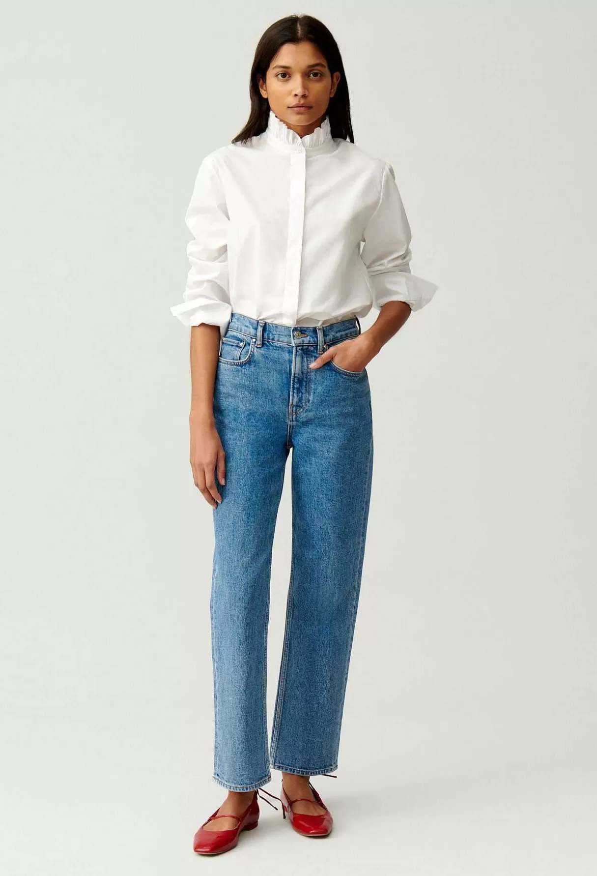 Claudie Pierlot Chemise Col Volant Blanche Discount