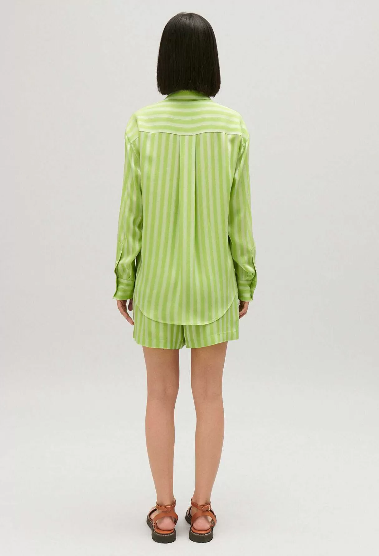 Claudie Pierlot Chemise Fluide Rayures Matcha Clearance