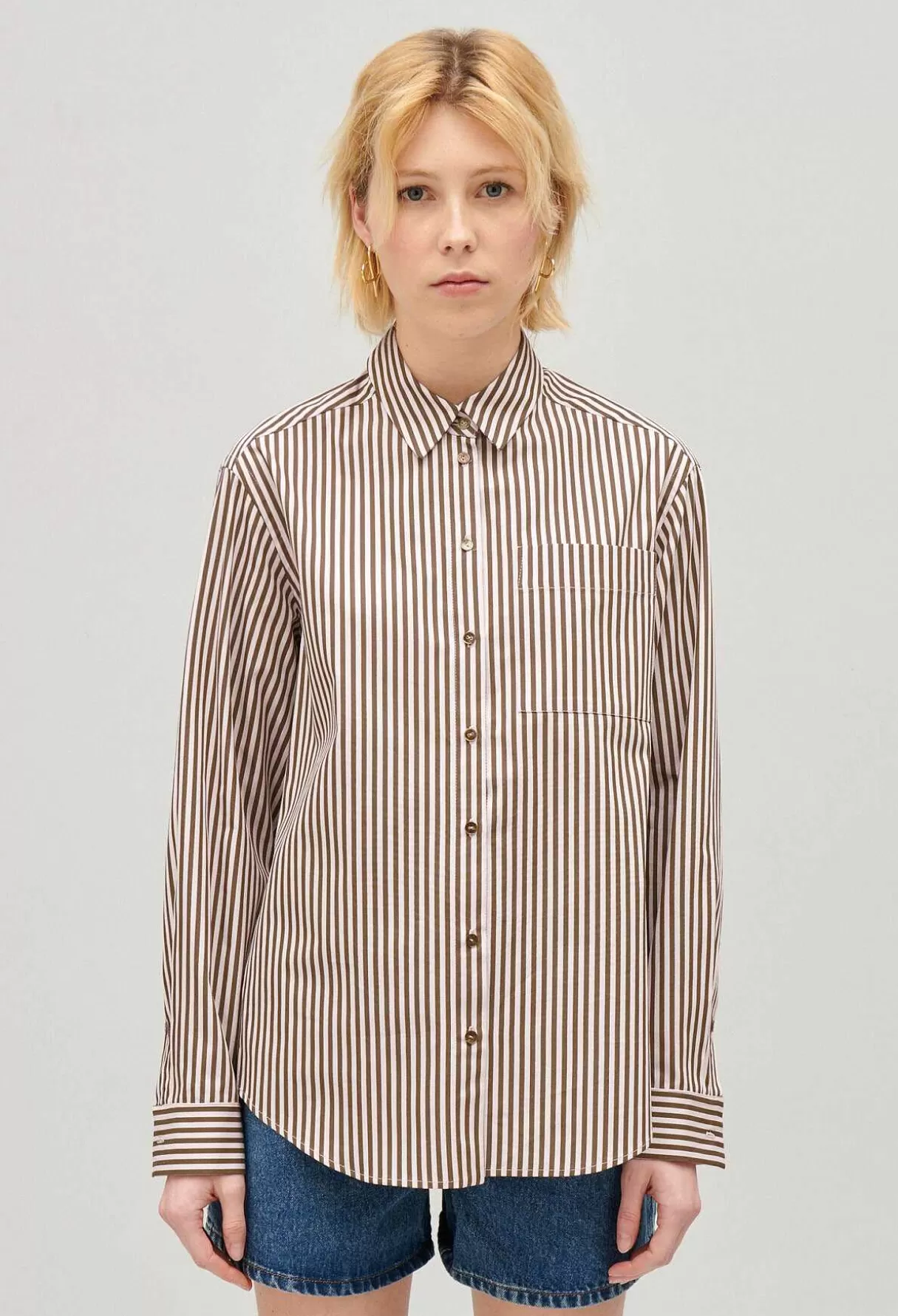 Claudie Pierlot Chemise Rayee Bronze Hot