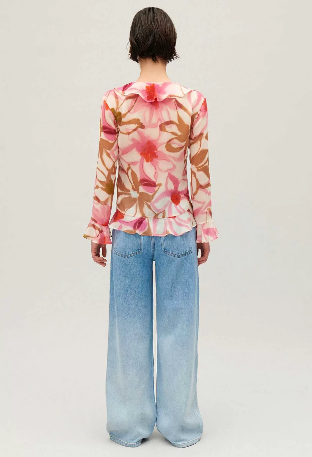 Claudie Pierlot Chemisier Soie Imprime Aquarelle New