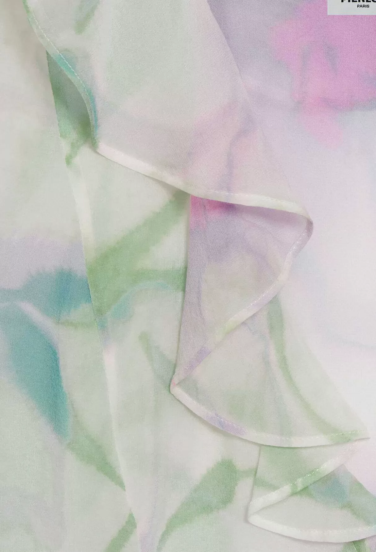 Claudie Pierlot Chemisier Soie Imprime Aquarelle Hot