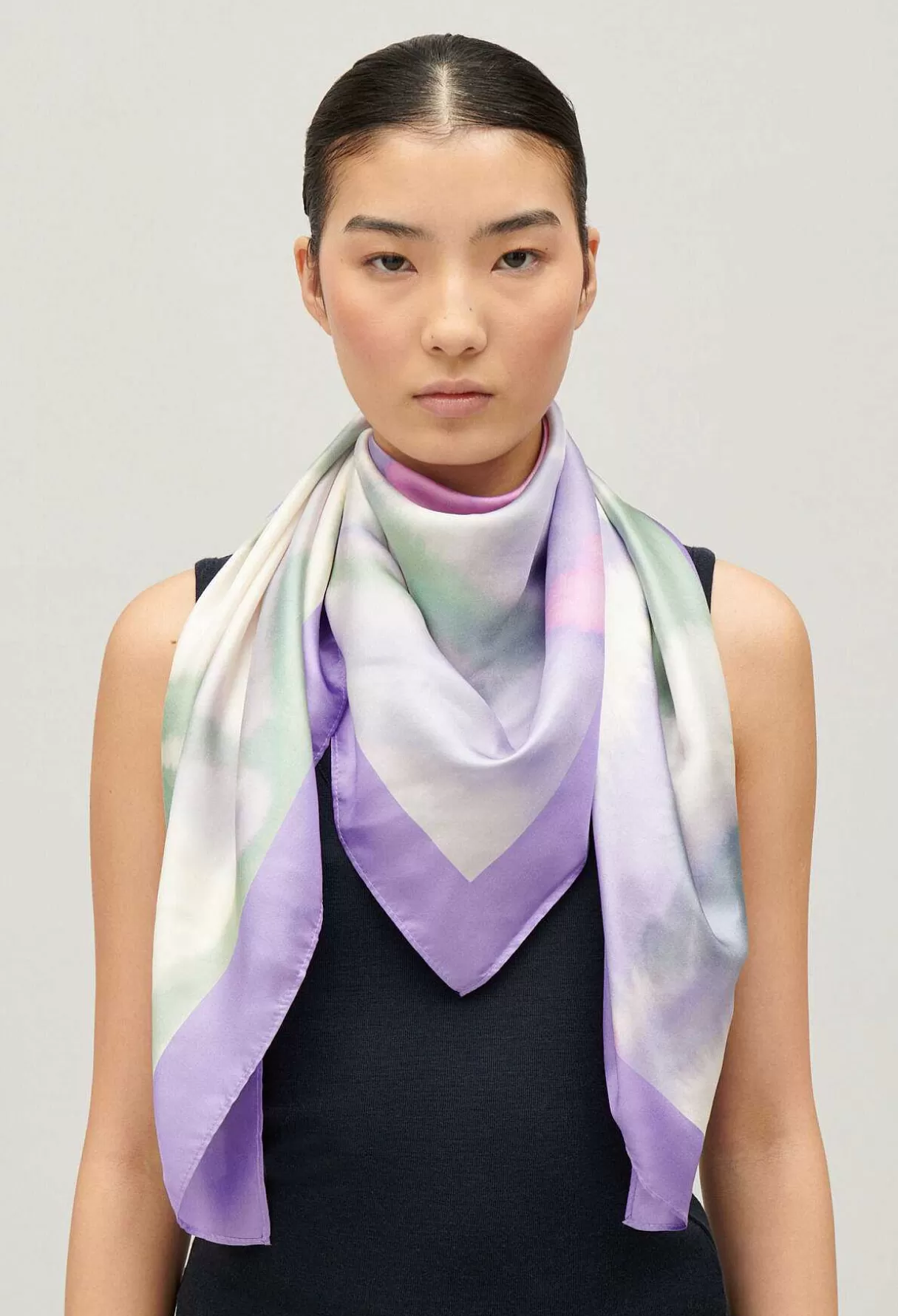 Claudie Pierlot Foulard Soie Imprime Lilas Online