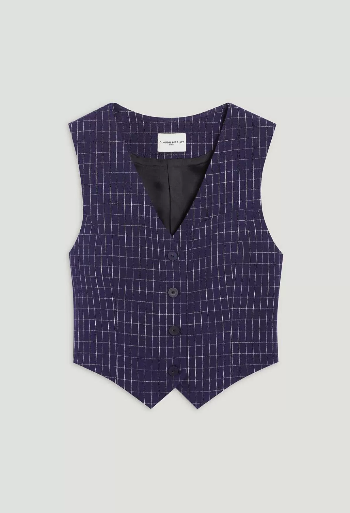Claudie Pierlot Gilet Costume Carreaux Marine Shop