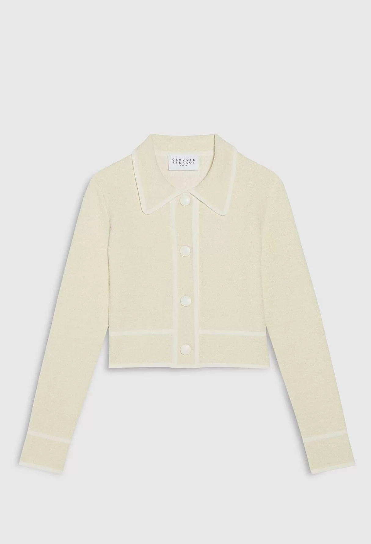 Claudie Pierlot Gilet Court Col Claudine Ivoire New