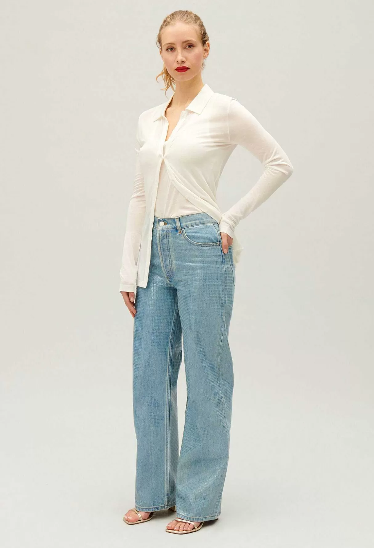 Claudie Pierlot Jean Claude Effet Paillete Bleu Best Sale