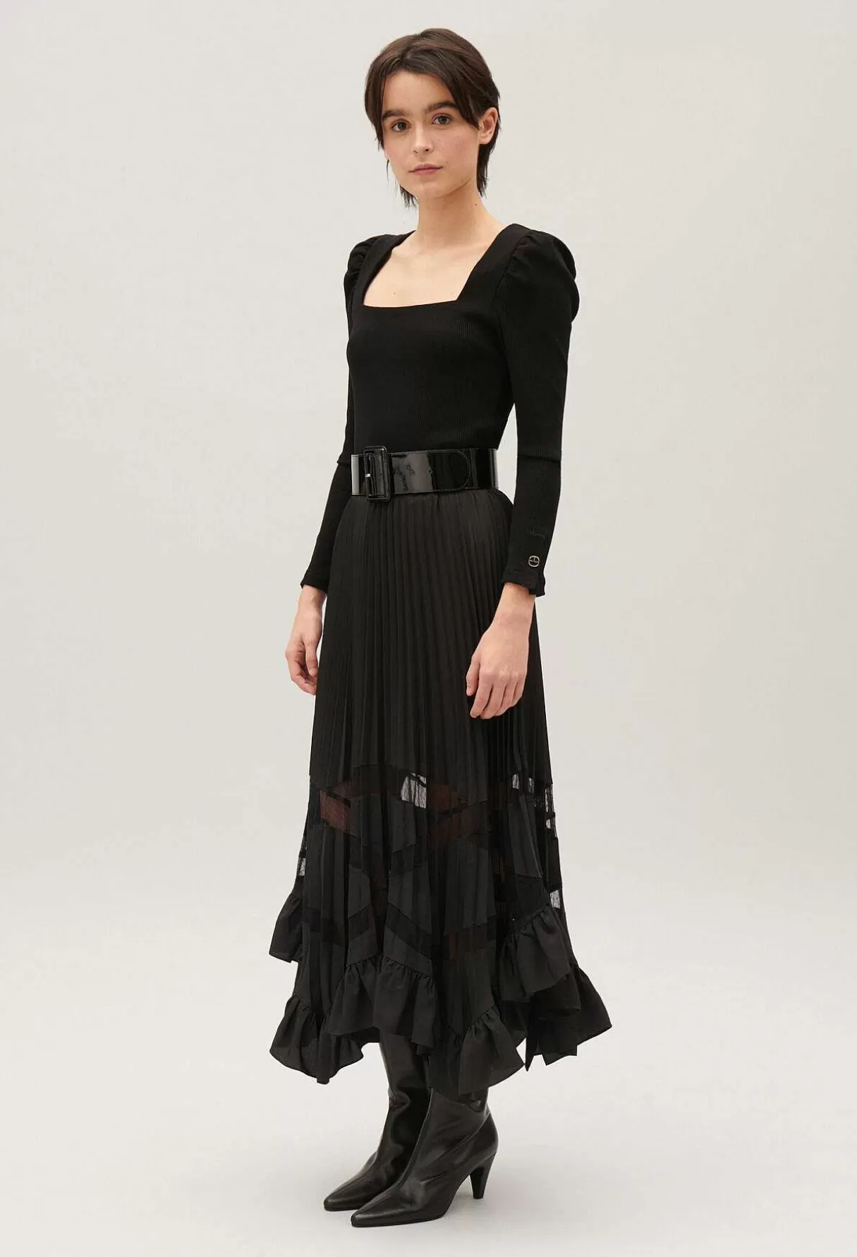 Claudie Pierlot Jupe Longue Plissee Asymetrique Flash Sale