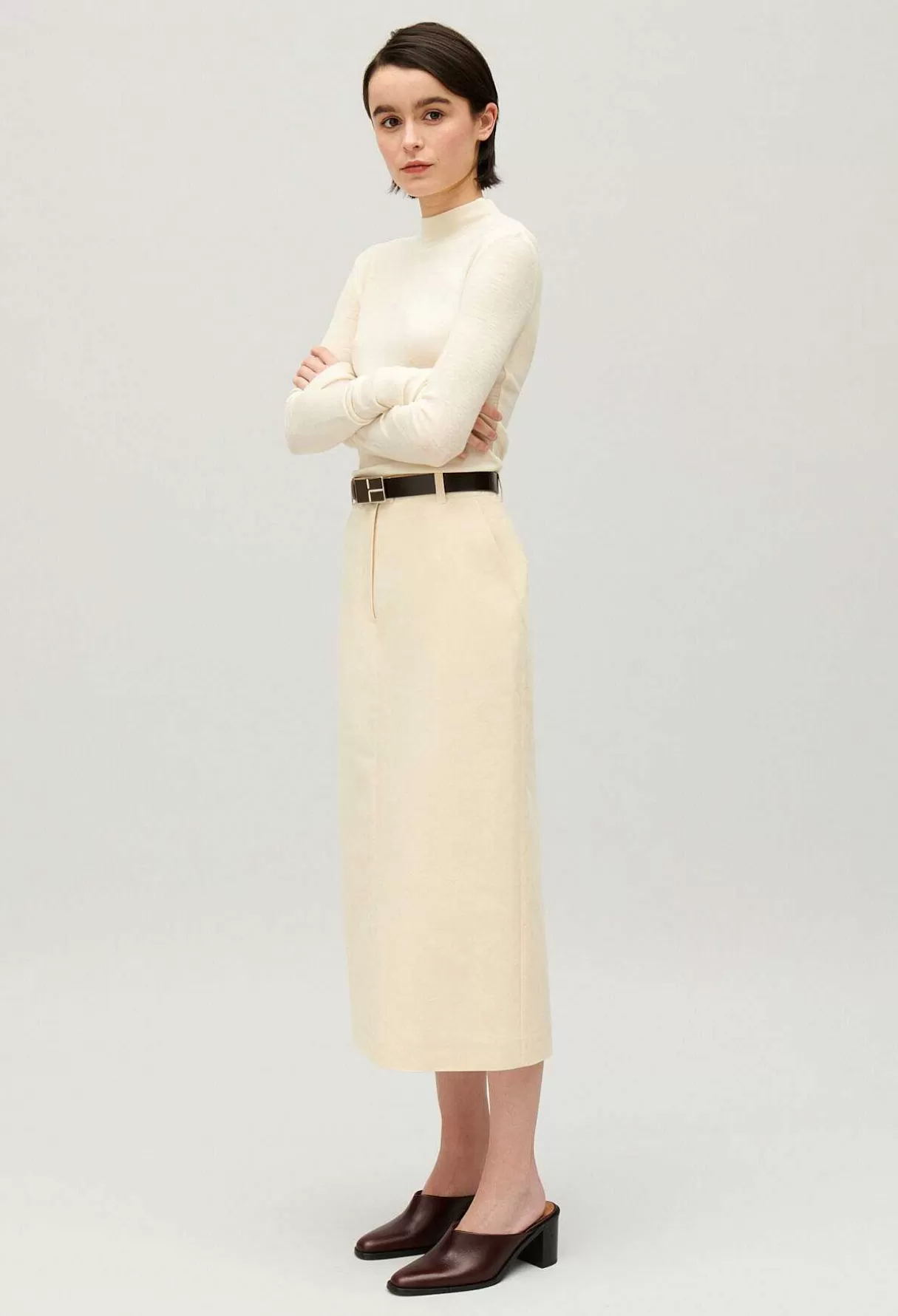 Claudie Pierlot Jupe Midi Beige Clair Flash Sale