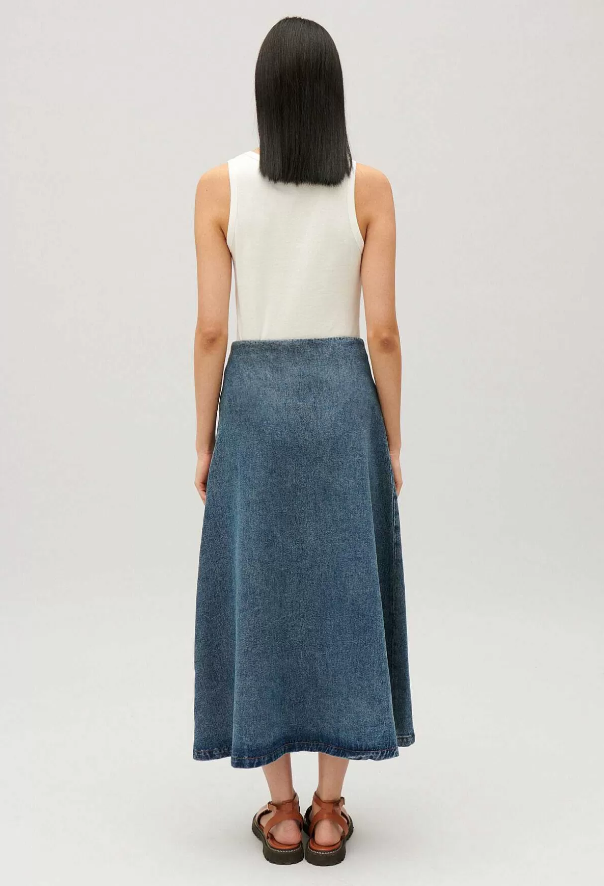 Claudie Pierlot Jupe Midi Denim Bleu Outlet