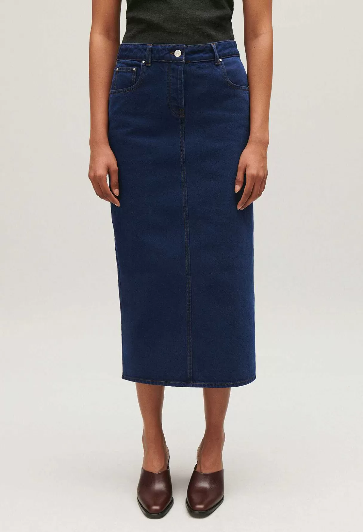 Claudie Pierlot Jupe Midi Jean Bleu Outlet
