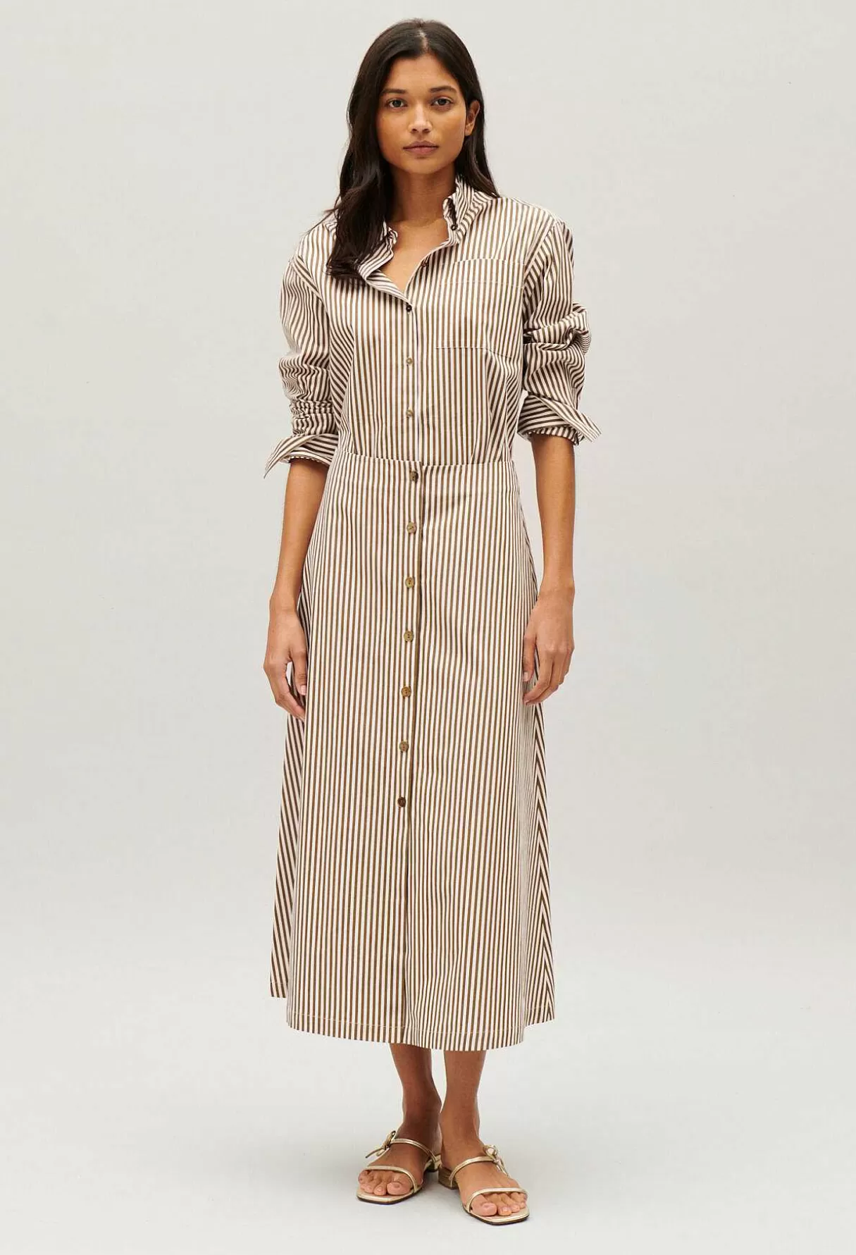 Claudie Pierlot Jupe Midi Rayures Bronze Online