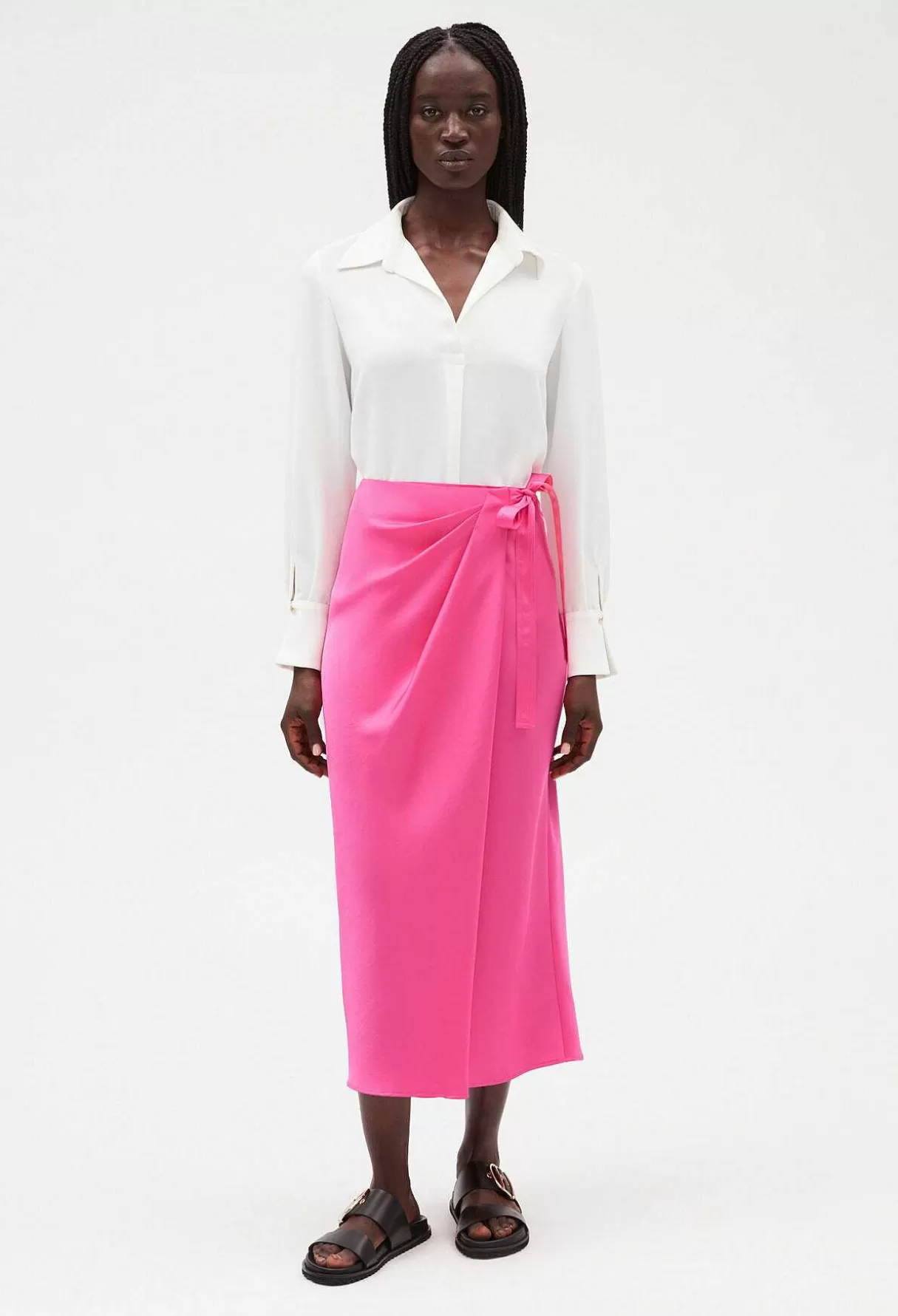 Claudie Pierlot Jupe Mi-Longue Nouee Rose Cheap