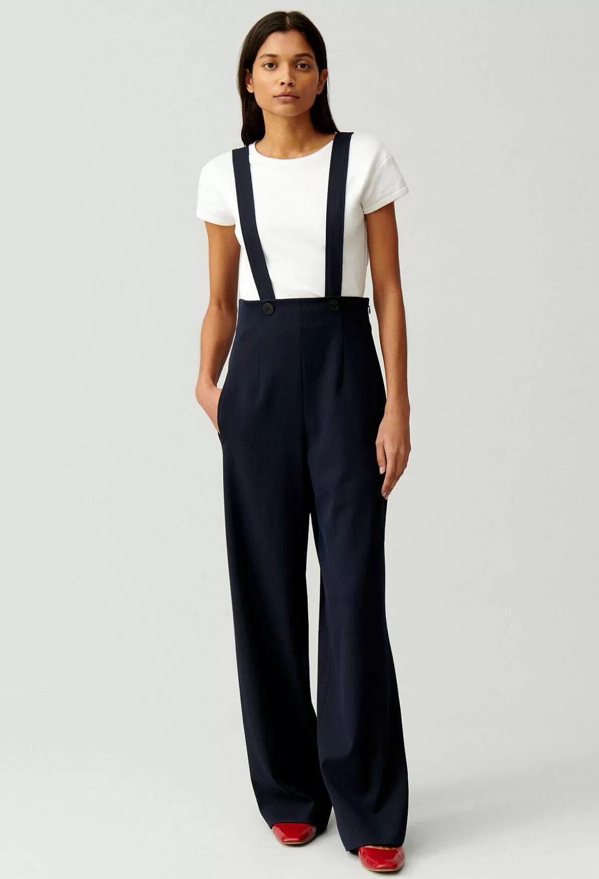 Claudie Pierlot Pantalon Bretelles Marine Best