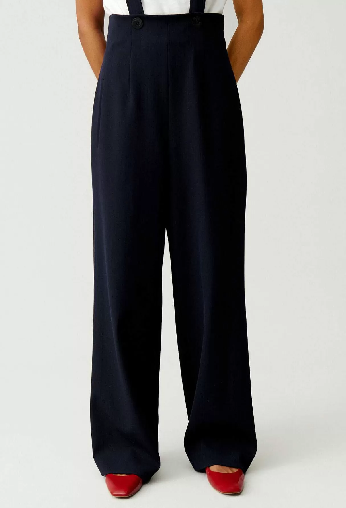 Claudie Pierlot Pantalon Bretelles Marine Best