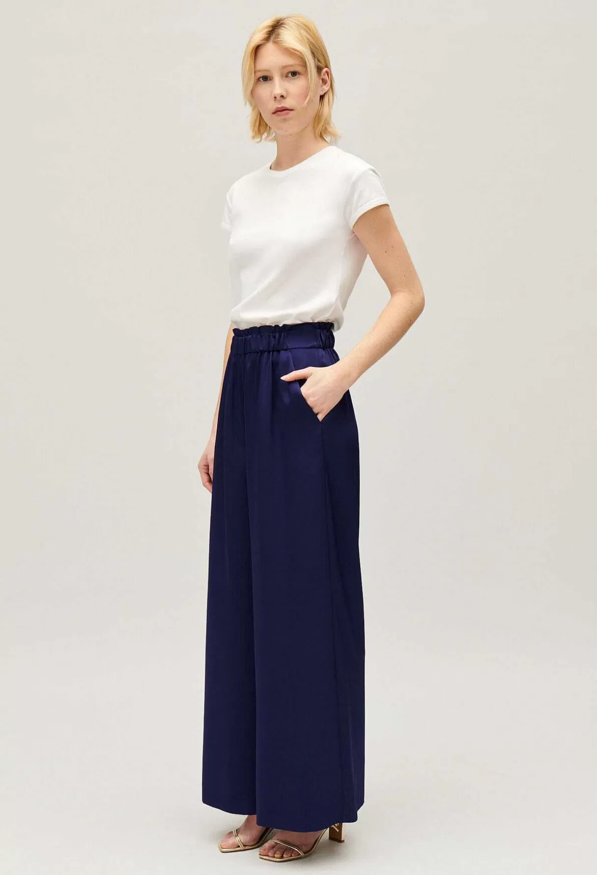 Claudie Pierlot Pantalon Large Taille Smockee Flash Sale