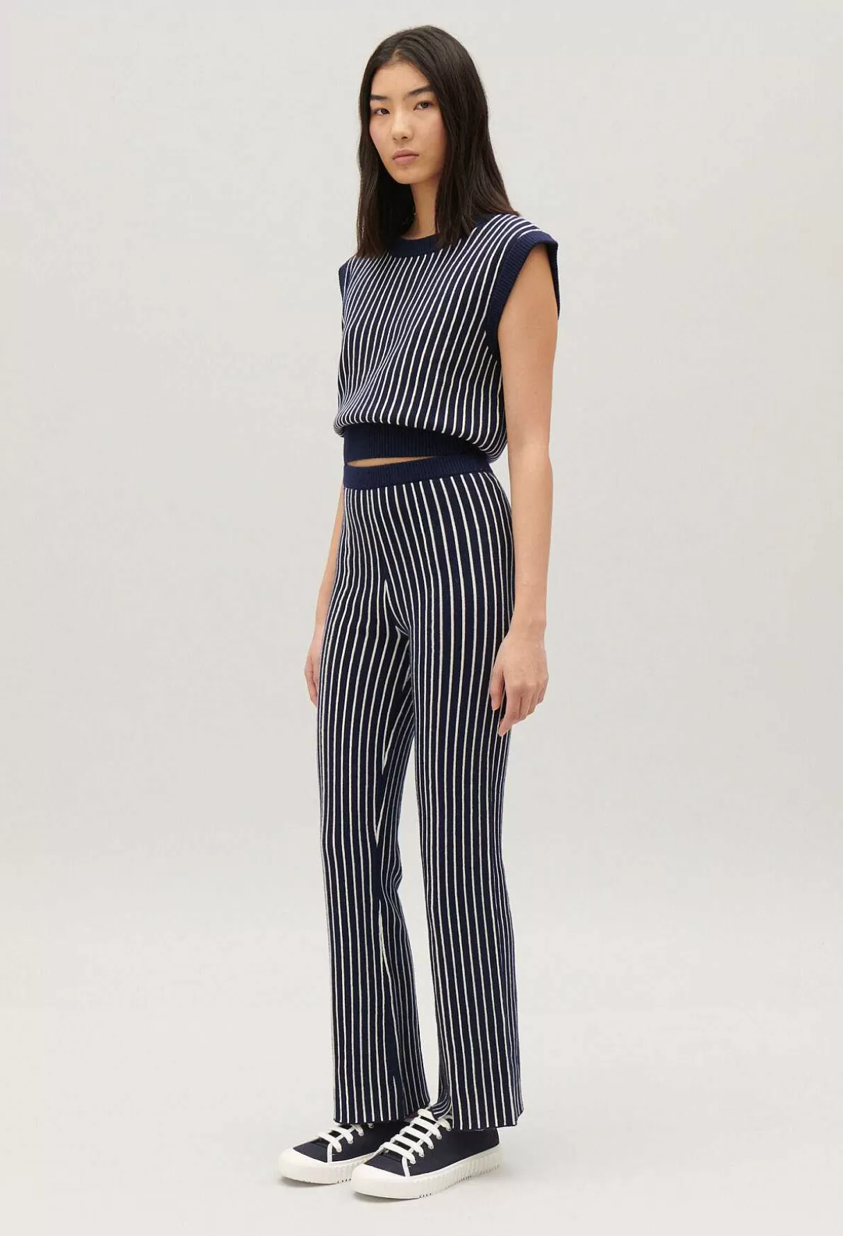 Claudie Pierlot Pantalon Maille Rayee Fashion