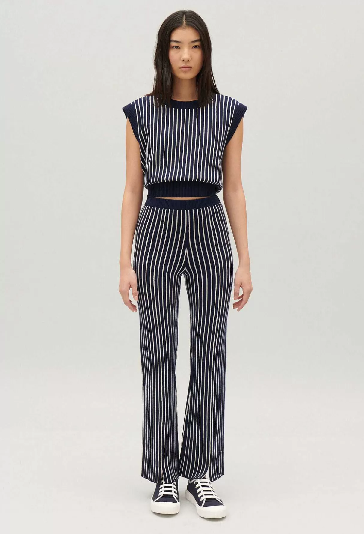 Claudie Pierlot Pantalon Maille Rayee Fashion