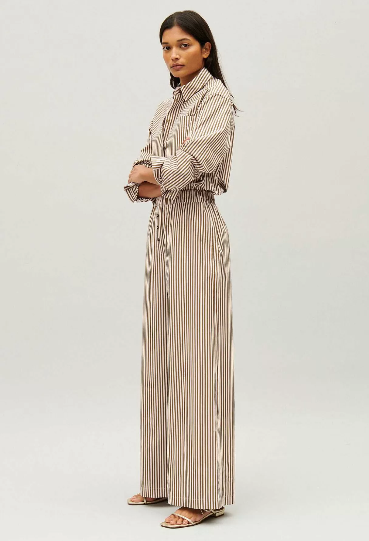 Claudie Pierlot Pantalon Rayures Bronze Best Sale