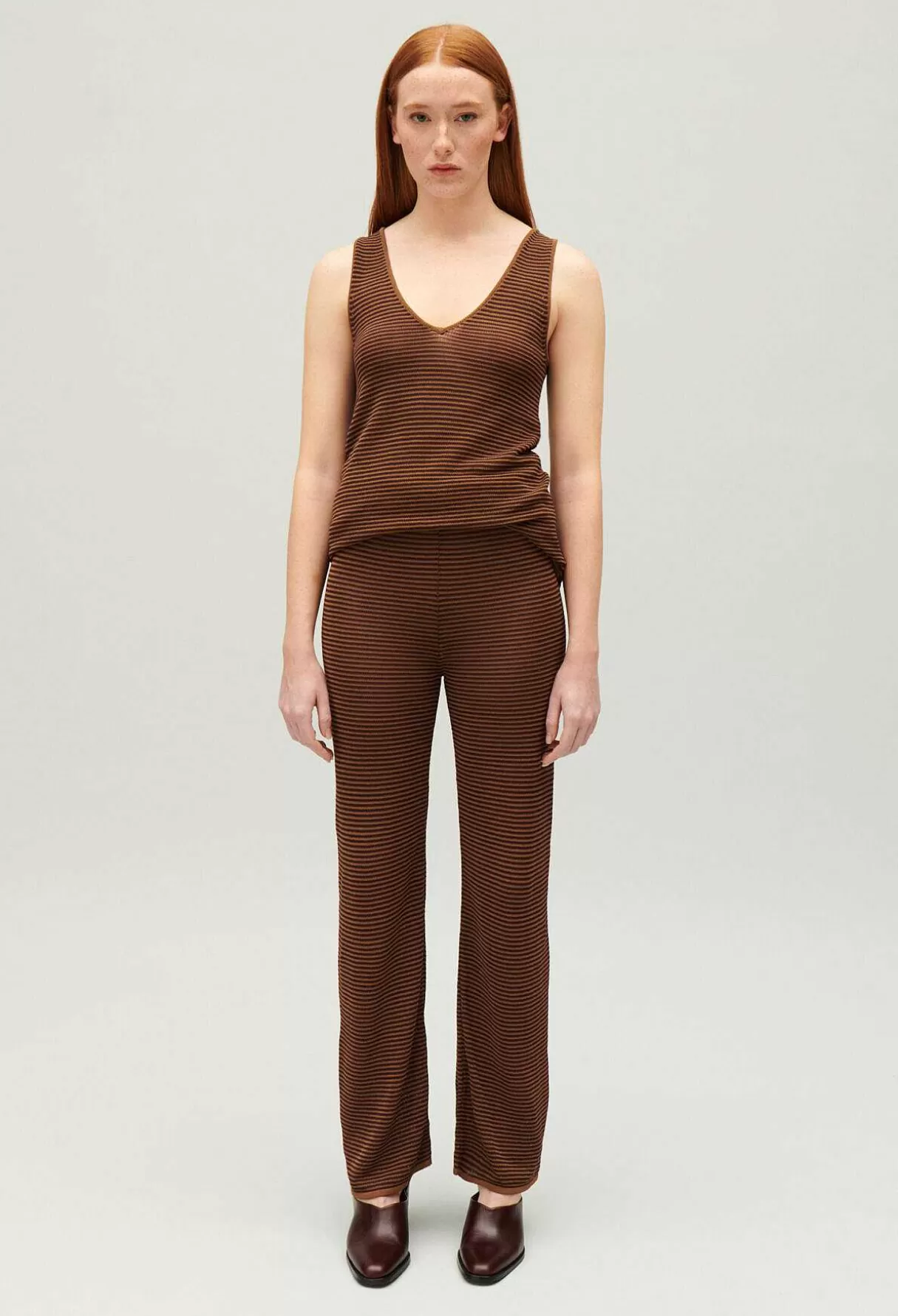 Claudie Pierlot Pantalon Rayures Marron Cheap