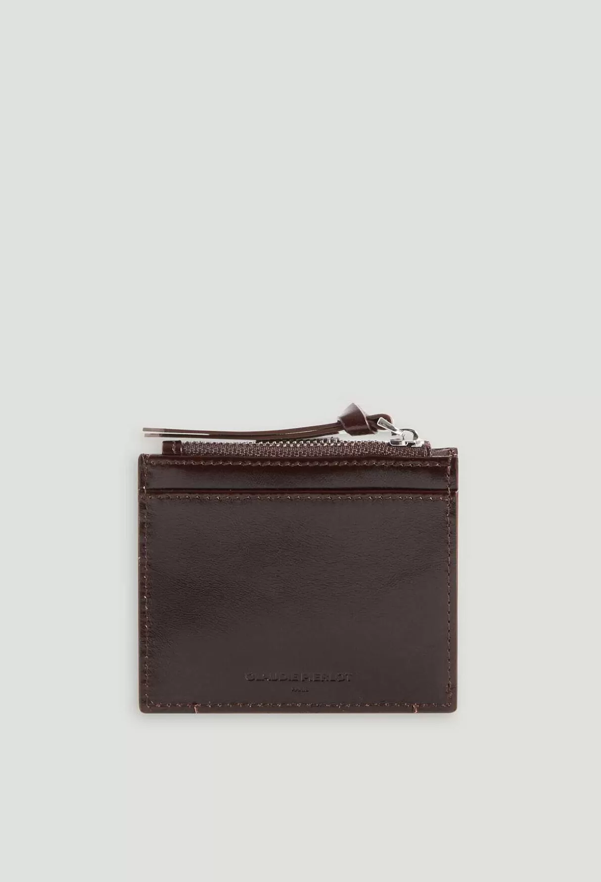 Claudie Pierlot Porte-Cartes Alix Cuir Marron Discount