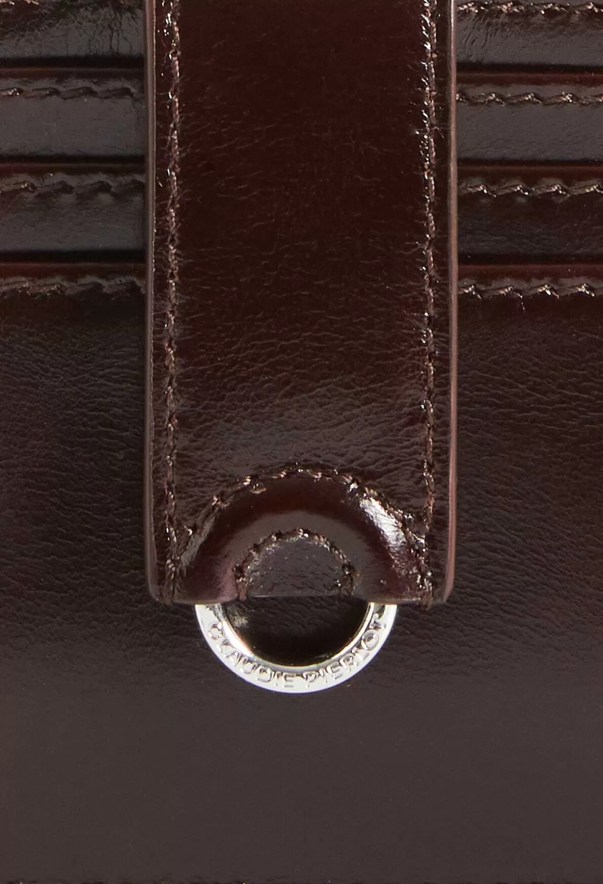 Claudie Pierlot Porte-Cartes Alix Cuir Marron Discount