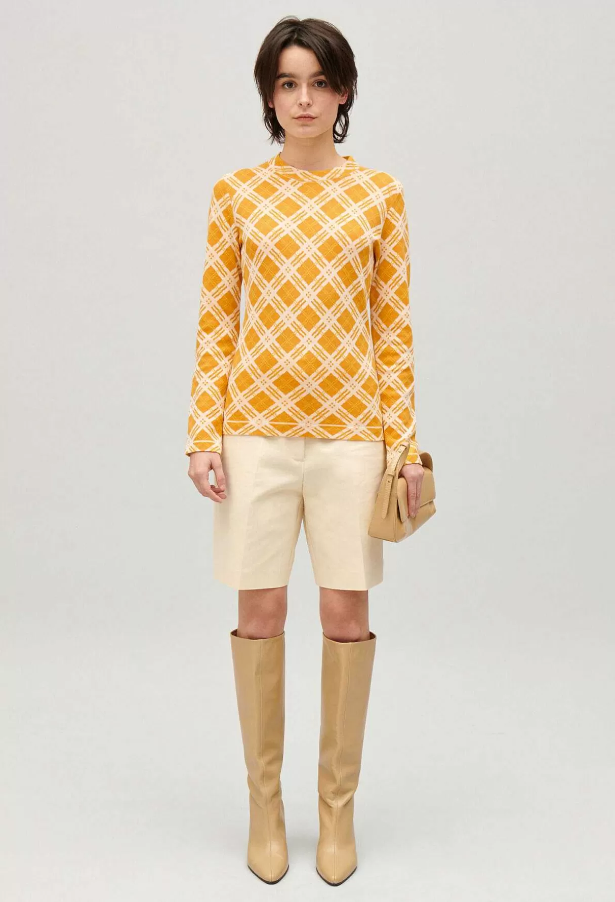 Claudie Pierlot Pull Carreaux Jaune New