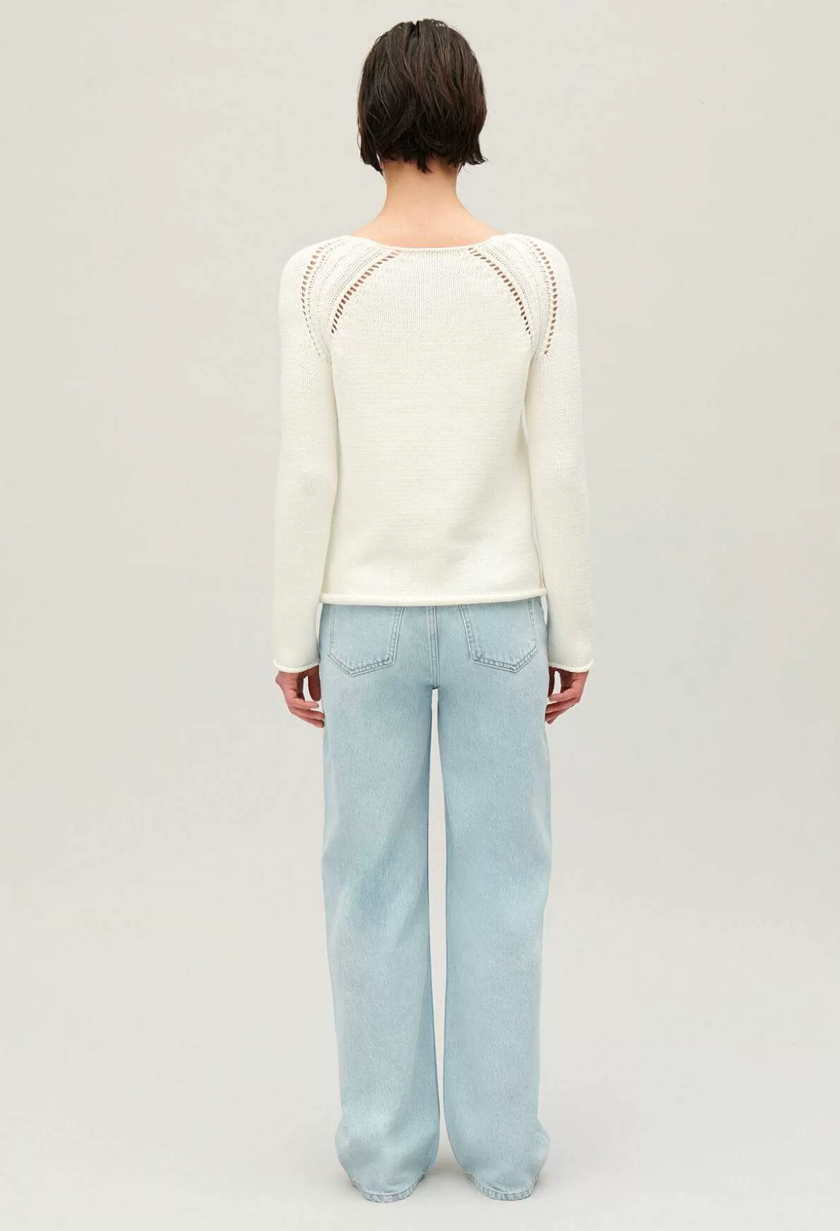 Claudie Pierlot Pull Maille Broderies Ecru Hot