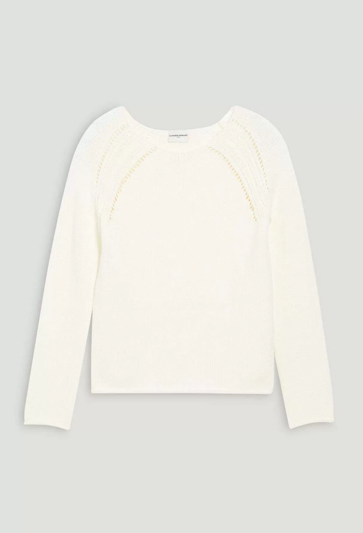 Claudie Pierlot Pull Maille Broderies Ecru Hot