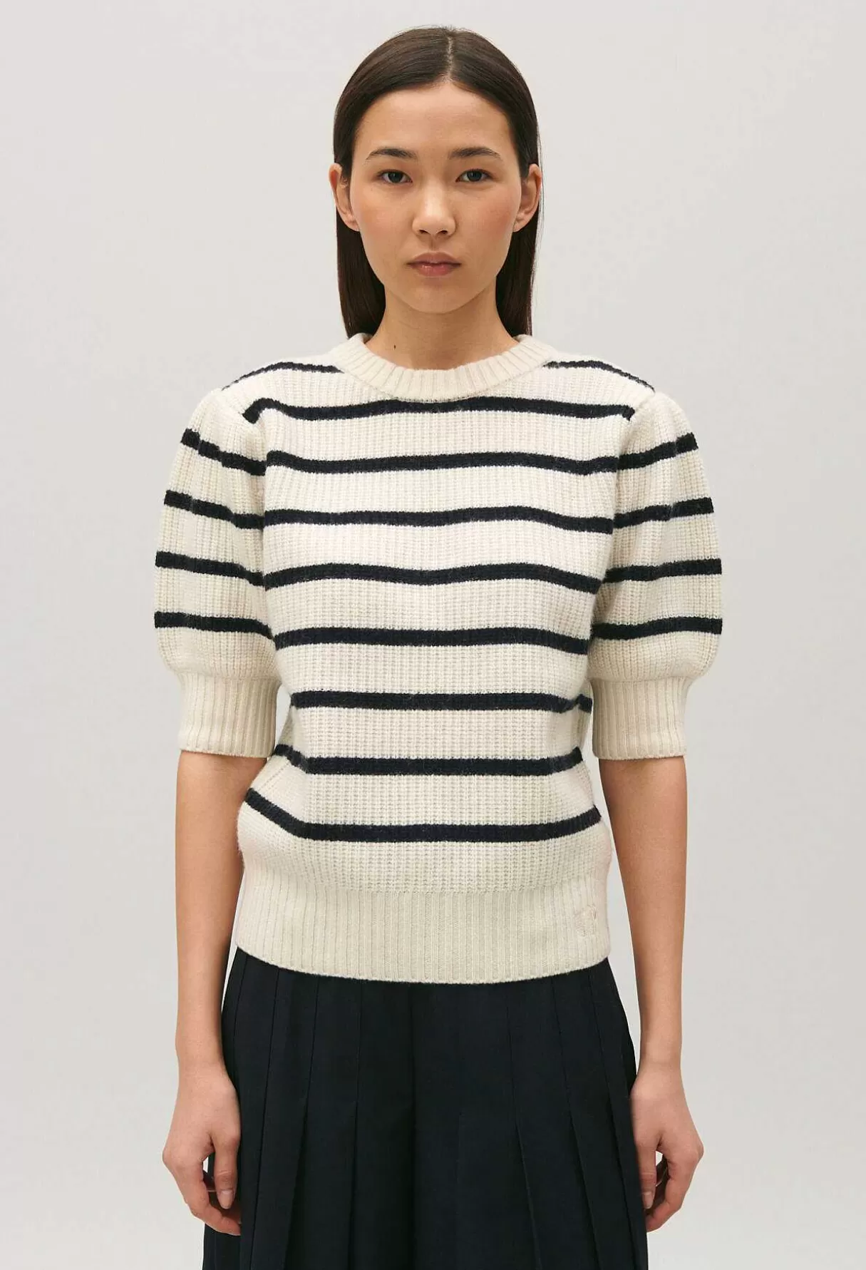 Claudie Pierlot Pull Mariniere Maille Epaisse Discount