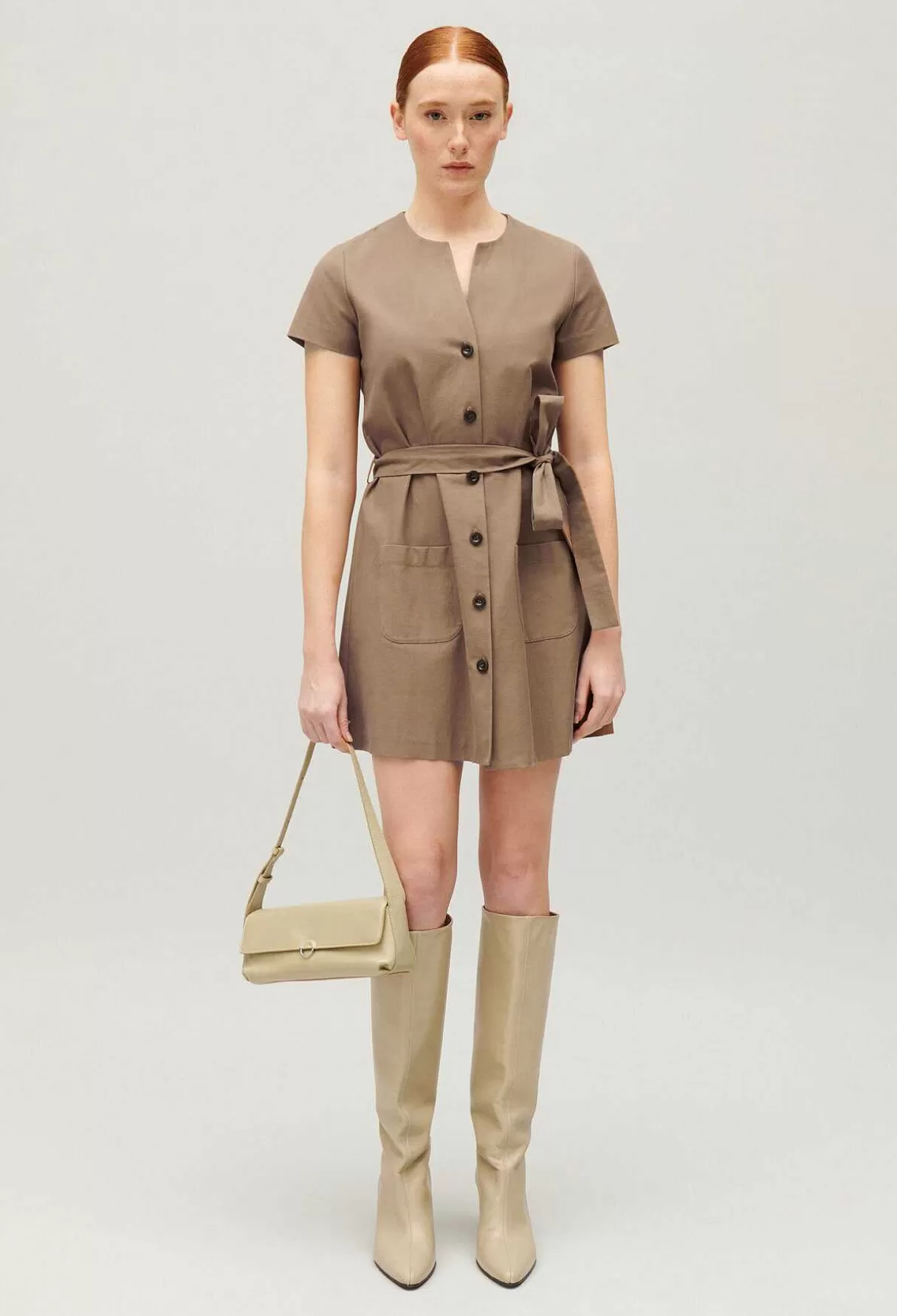 Claudie Pierlot Robe Courte Boutonnee Marron Best Sale