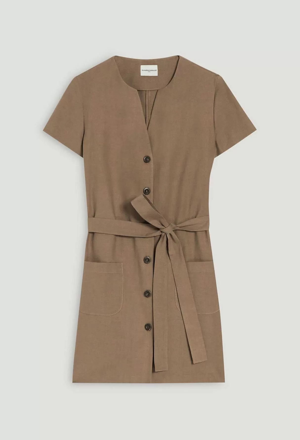 Claudie Pierlot Robe Courte Boutonnee Marron Best Sale