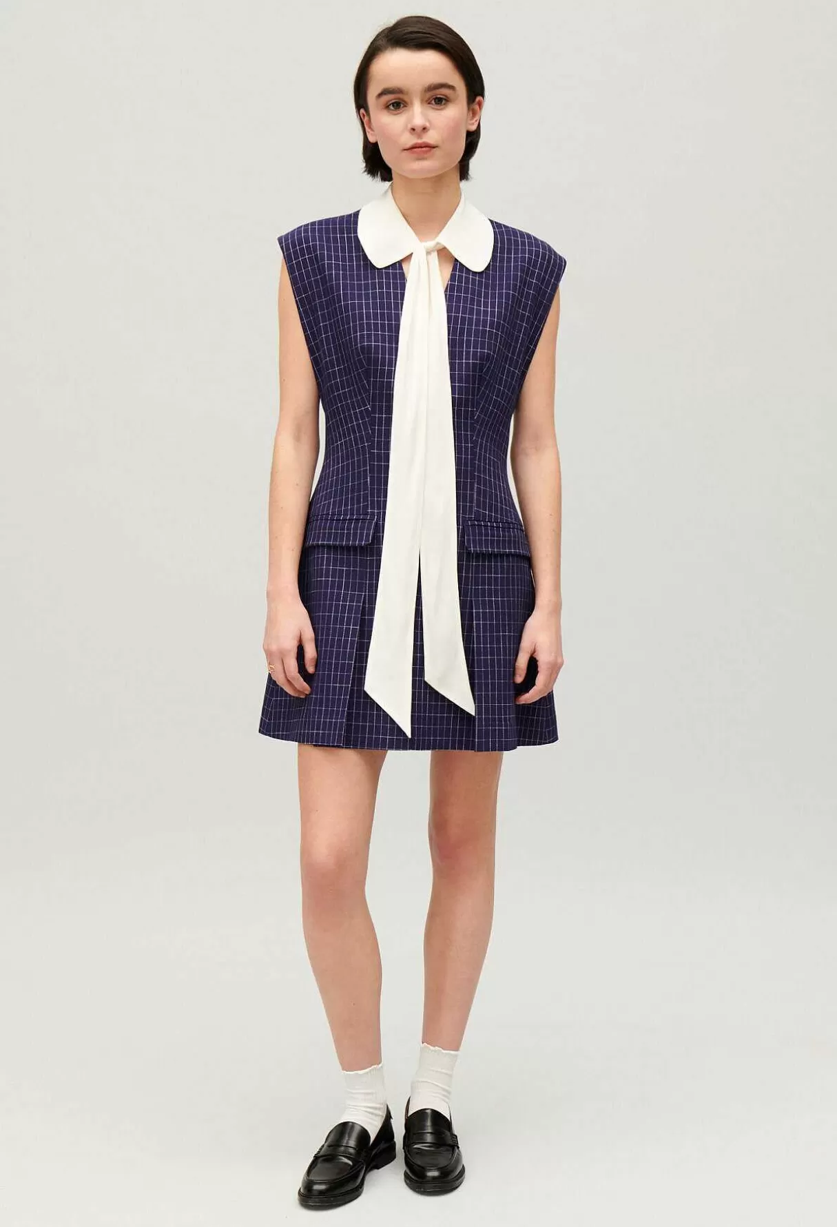 Claudie Pierlot Robe Courte Carreaux Indigo Online