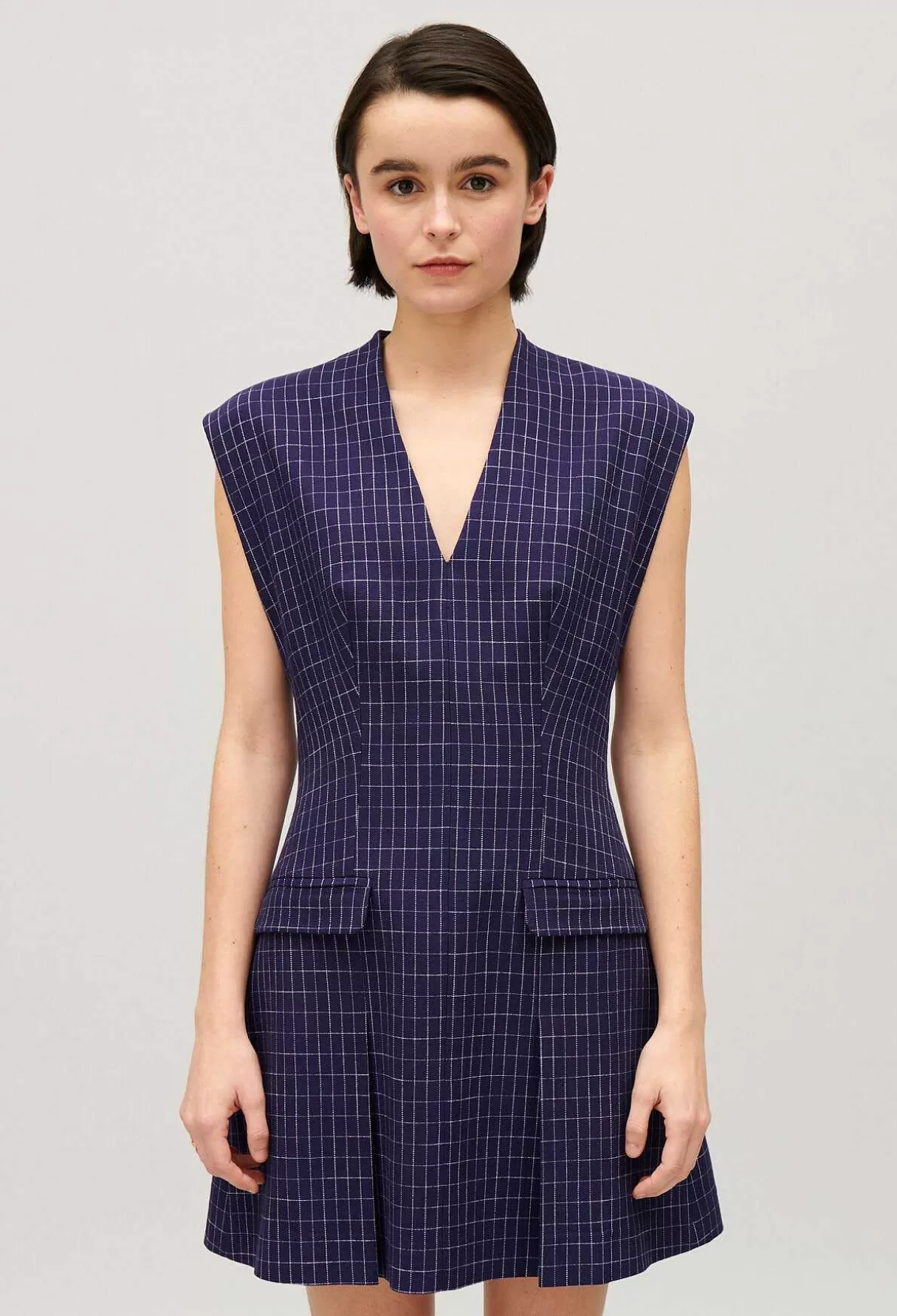 Claudie Pierlot Robe Courte Carreaux Indigo Online