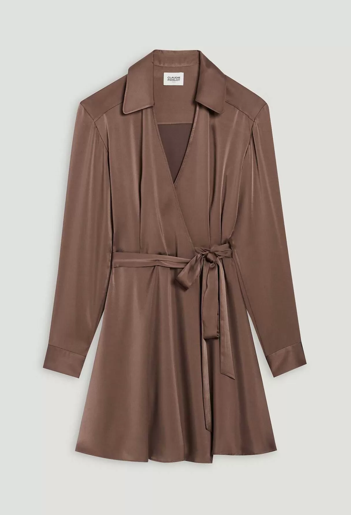 Claudie Pierlot Robe Courte Fluide Rixie Marron Glace Discount