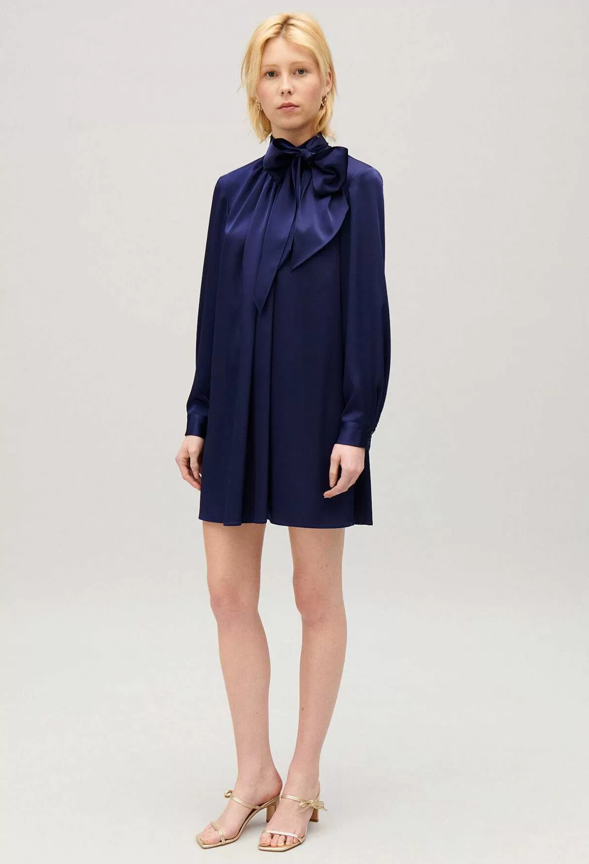 Claudie Pierlot Robe Courte Lavalliere Indigo Discount