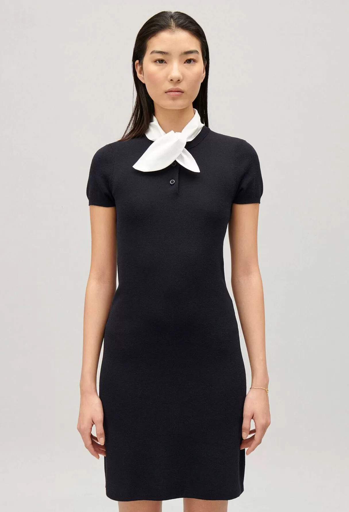 Claudie Pierlot Robe Courte Maille Marine Fashion
