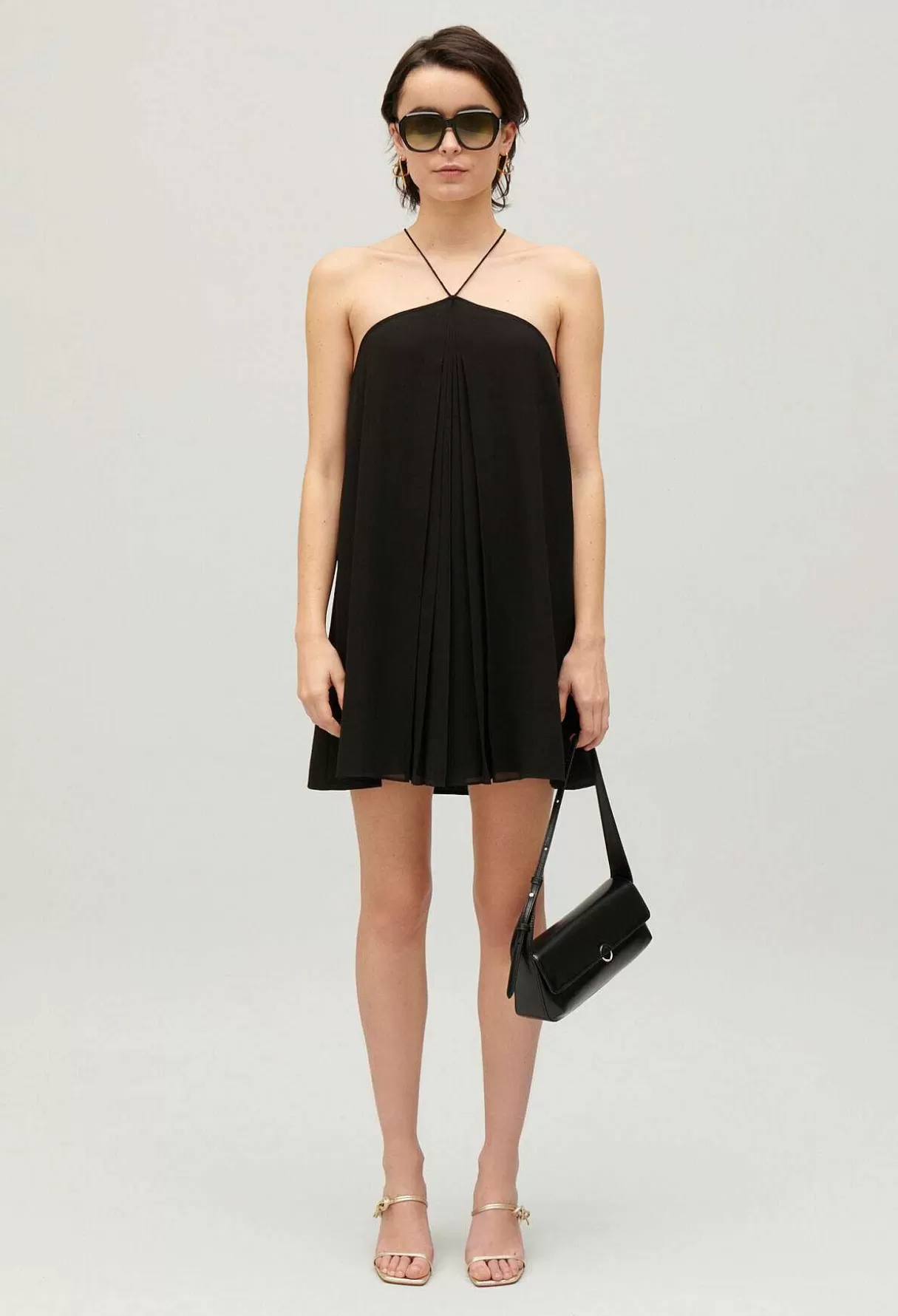 Claudie Pierlot Robe Courte Plissee Noire Sale