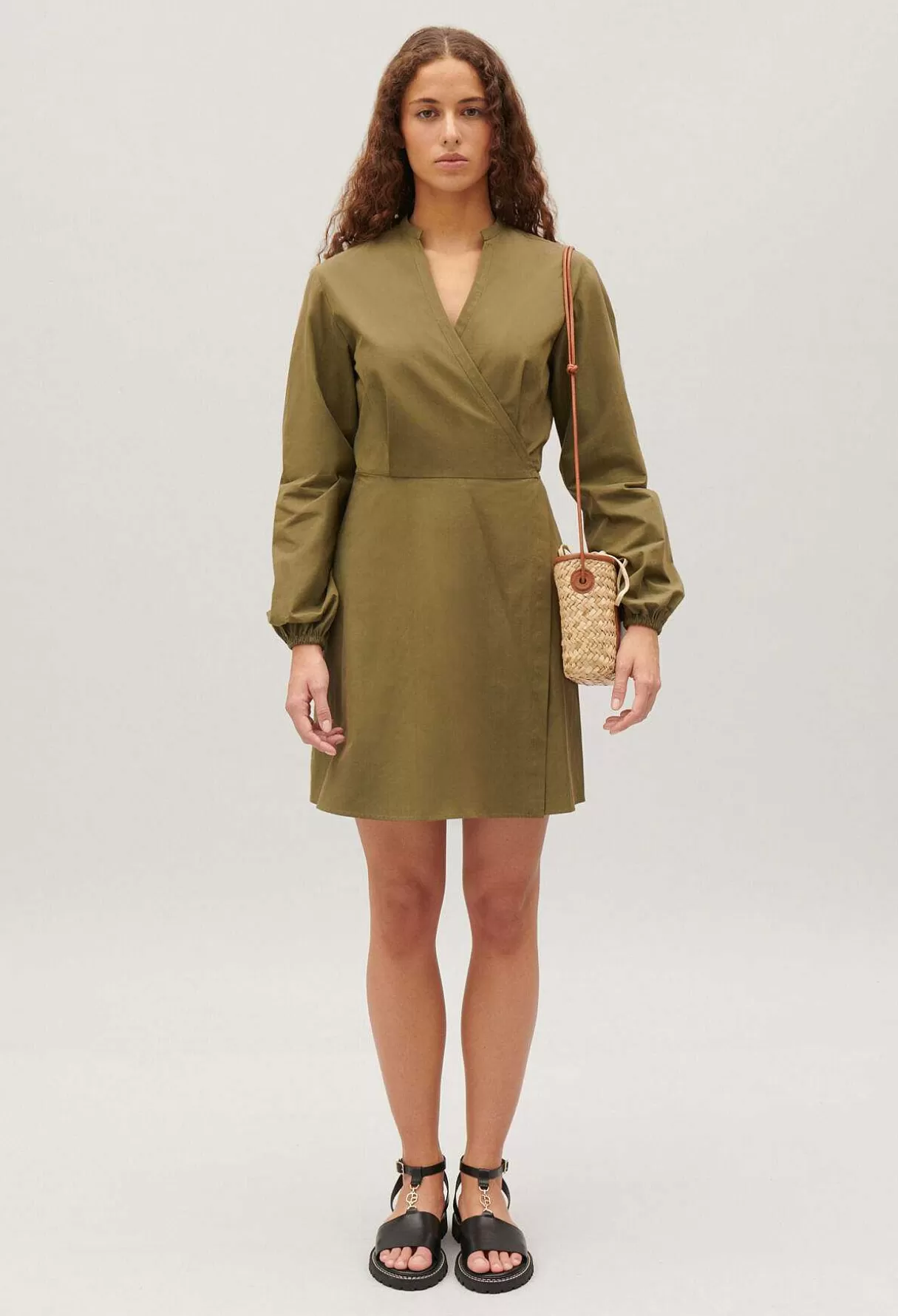Claudie Pierlot Robe Courte Portefeuille Col Mao Sale