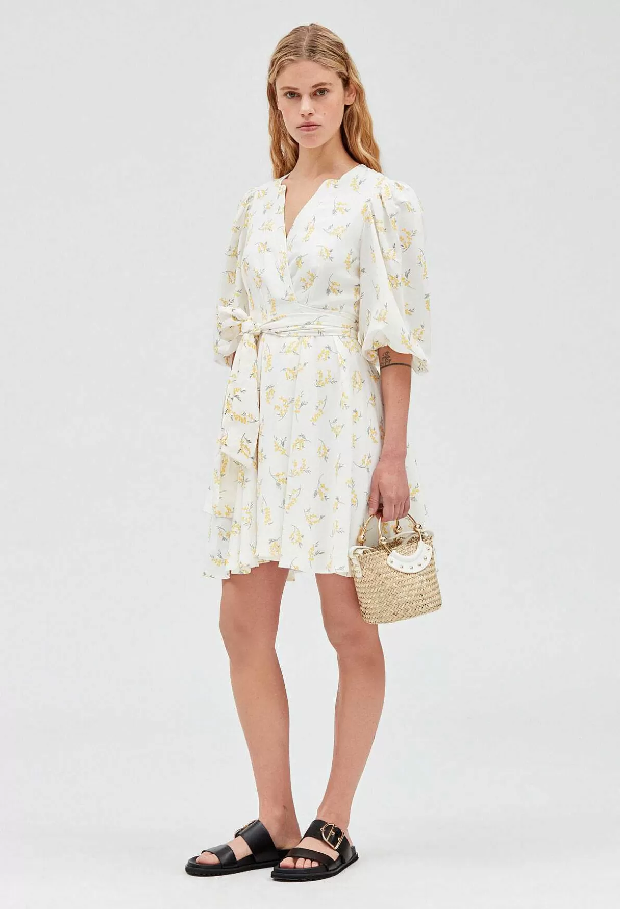Claudie Pierlot Robe Courte Portefeuille Mimosa Hot