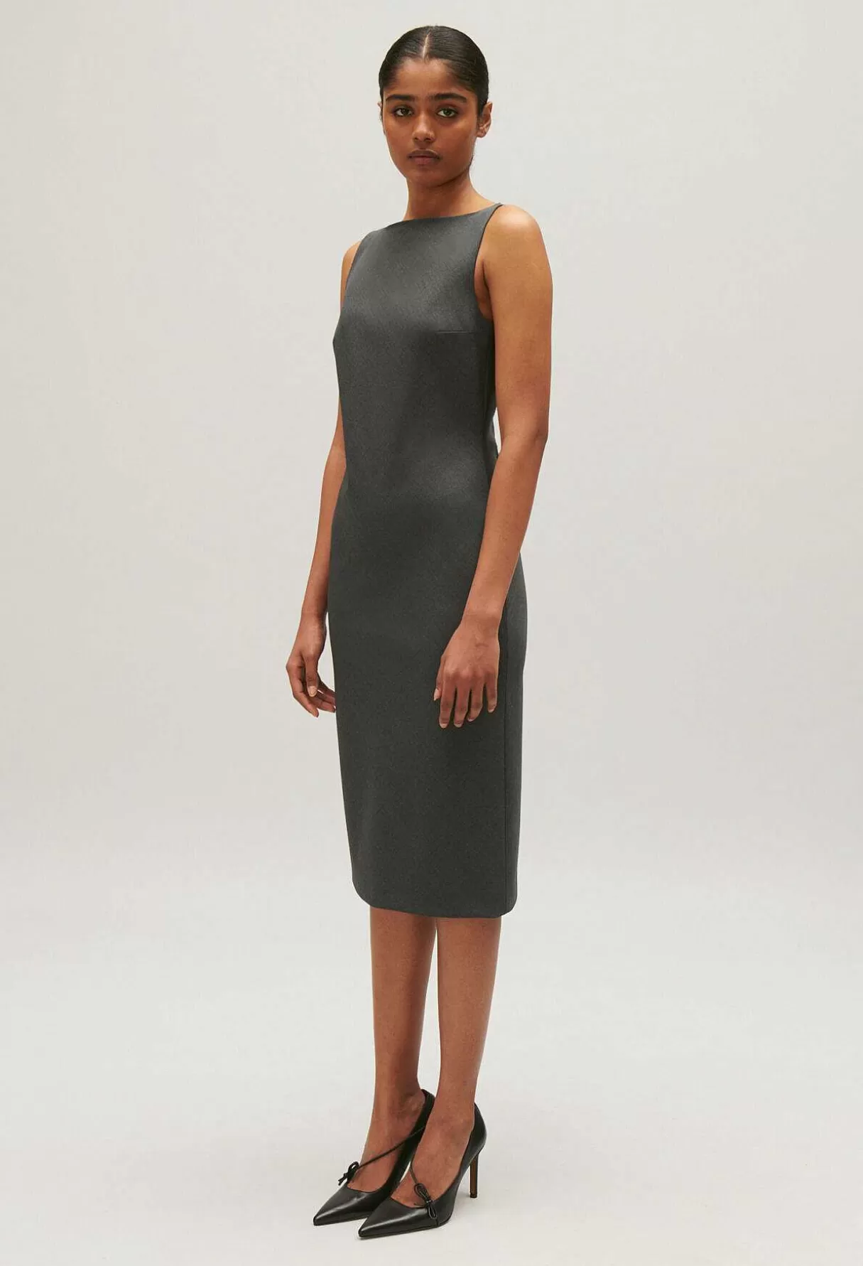 Claudie Pierlot Robe Droite Mi-Longue Grise Shop