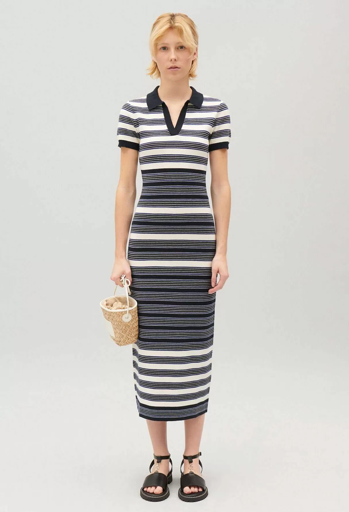 Claudie Pierlot Robe Longue Maille Bicolore Online