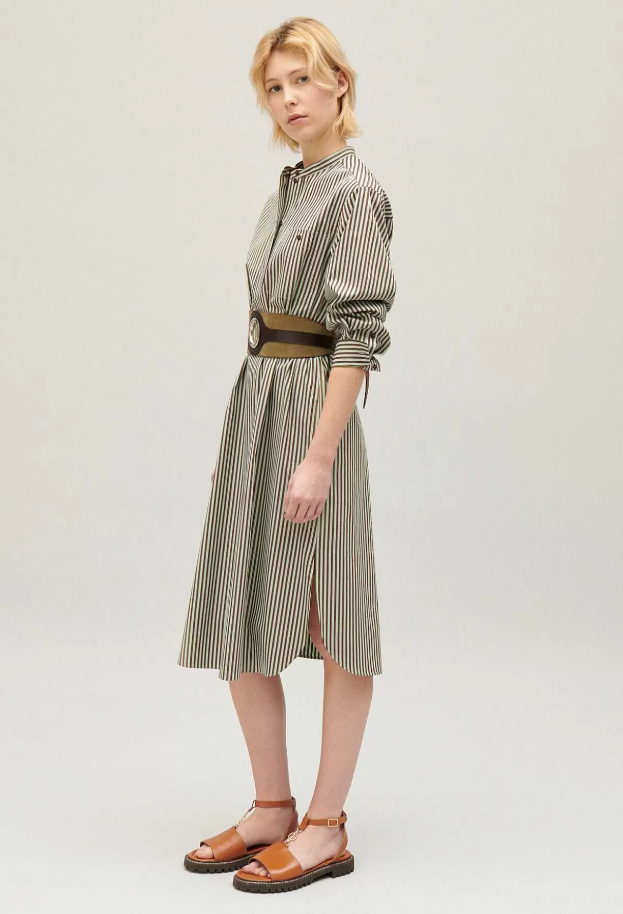 Claudie Pierlot Robe Longue Rayures Verte Cheap