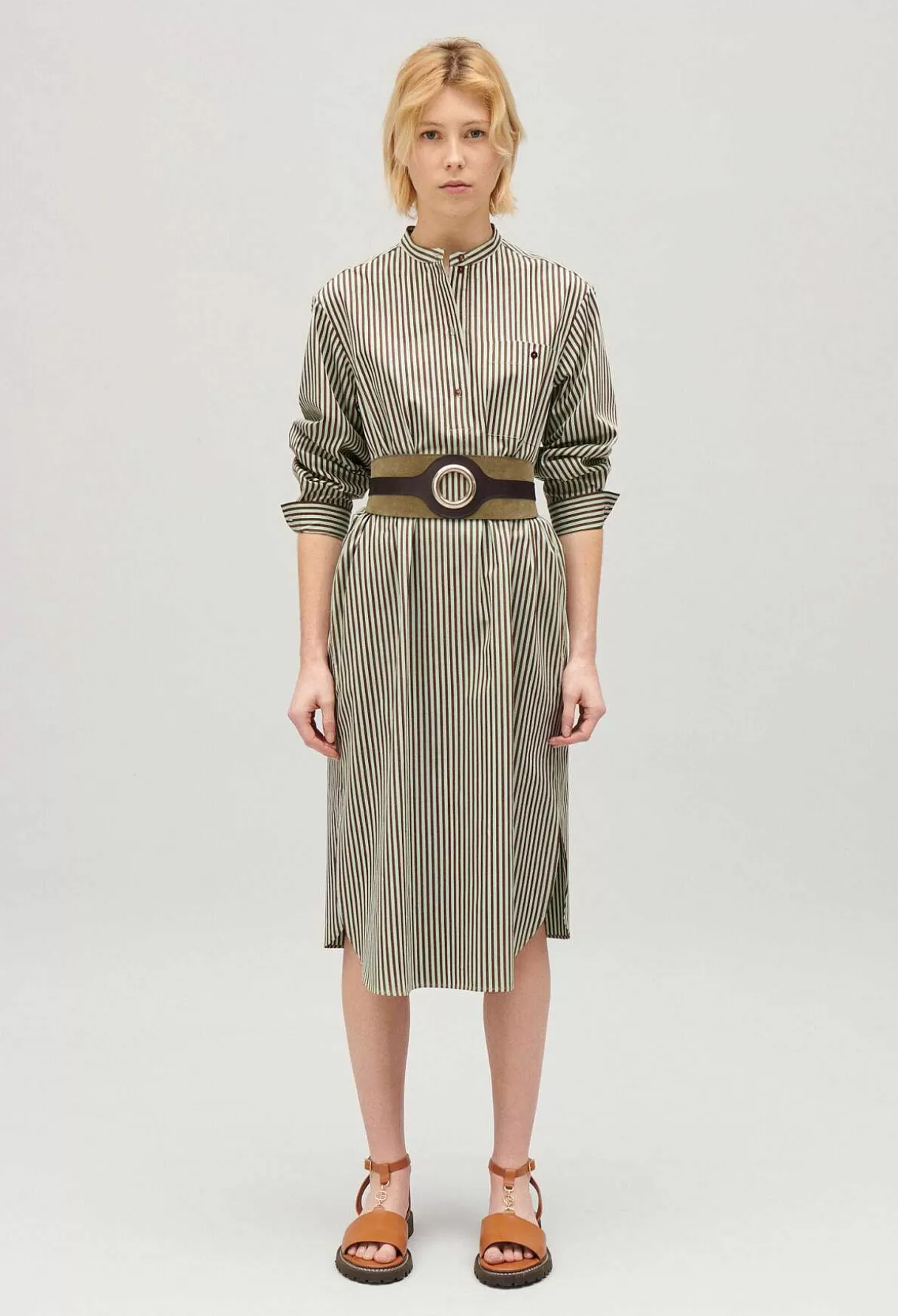 Claudie Pierlot Robe Longue Rayures Verte Cheap