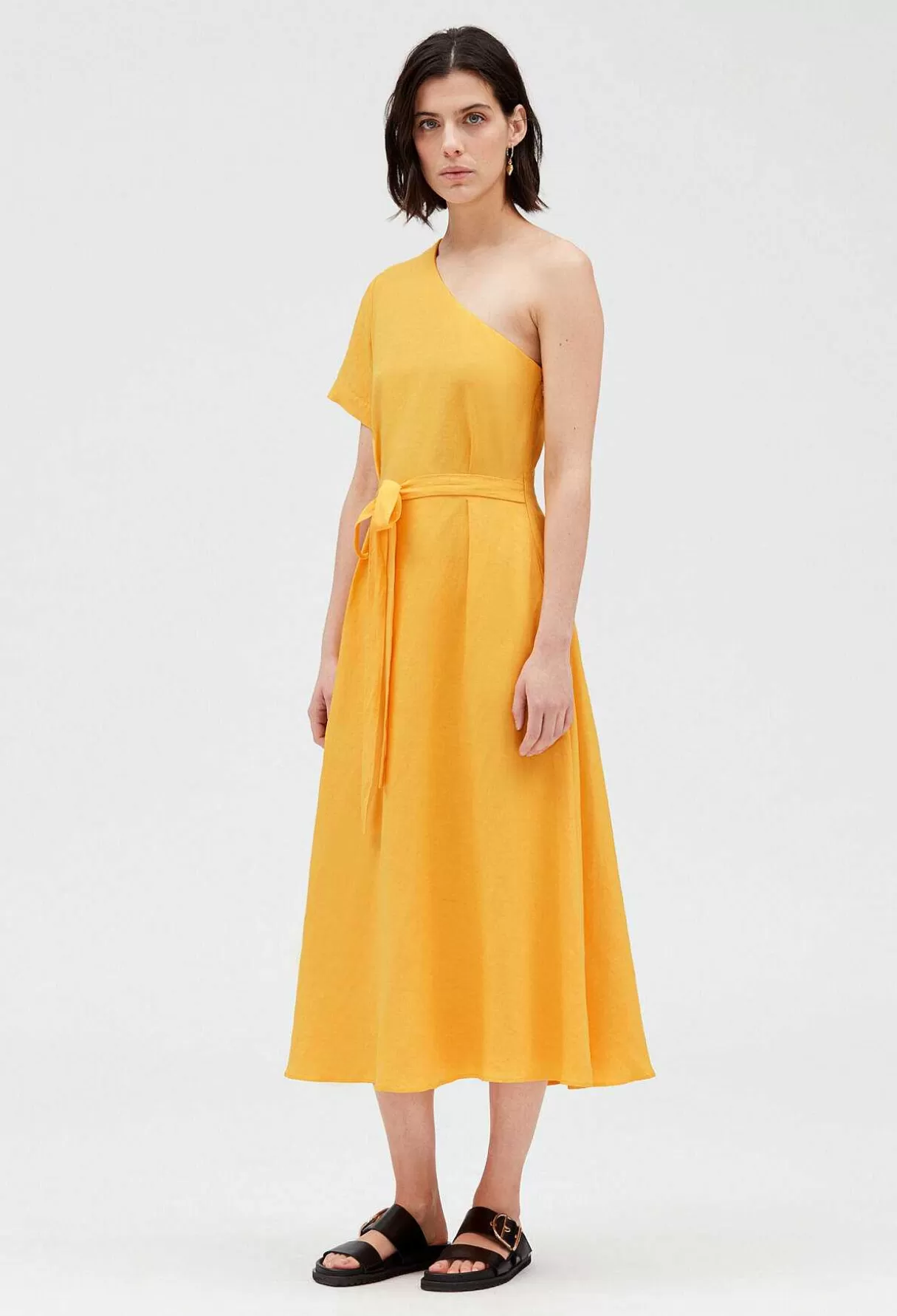 Claudie Pierlot Robe Midi Asymetrique Jaune Shop